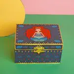 תיבת נגינה - בלרינה עיטורים כחולים