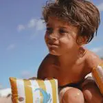 מצופים לילדים - פסים צהוב/לבן