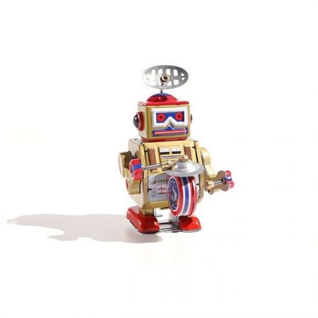 רובוט קטן מתופף זהב מפח