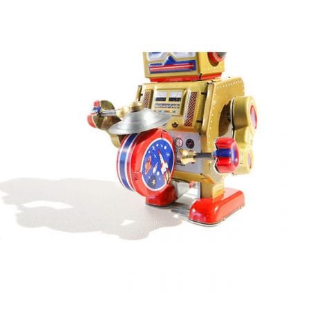 רובוט קטן מתופף זהב מפח
