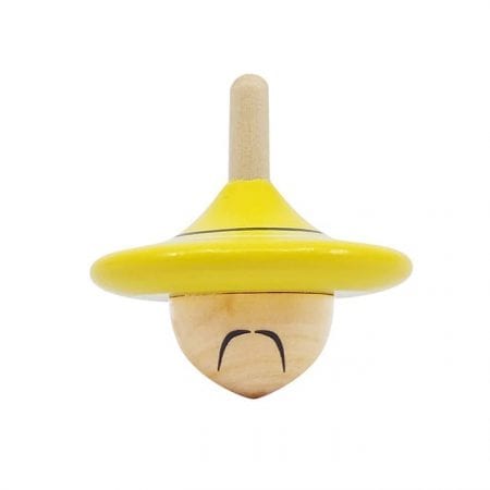 סביבון עץ כובע סיני צהוב