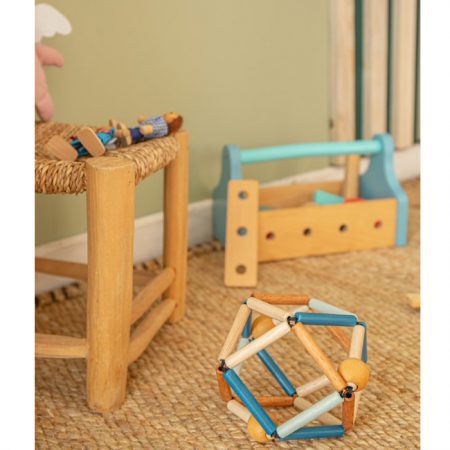 צעצוע התפתחותי מעץ לתינוקות כחול