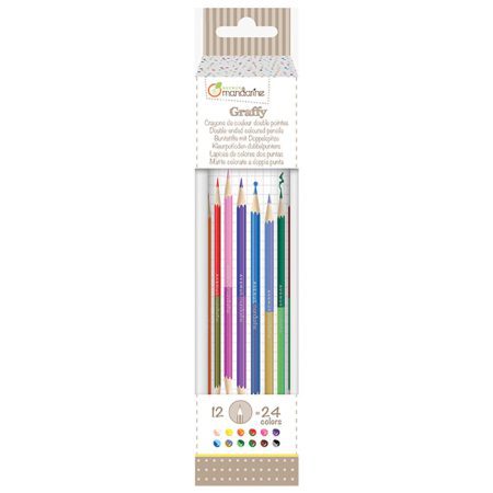 סט 12 צבעי עפרון דו צדדיים