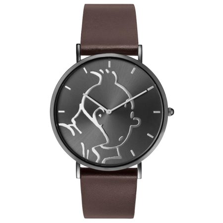טין טין - שעון שחור/חום כהה