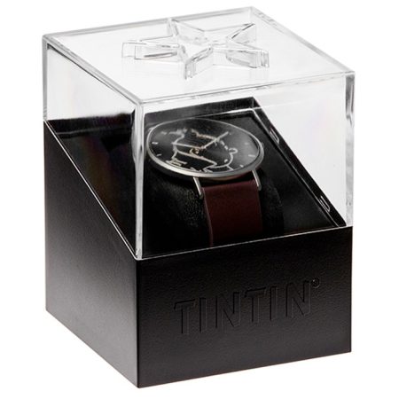טין טין - שעון שחור/חום כהה