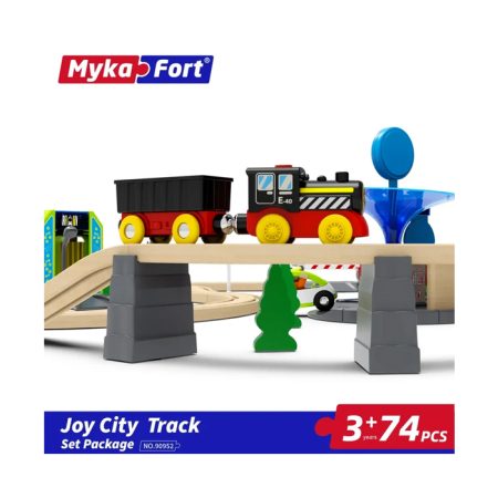 סט רכבת חשמלית מעץ לילדים - עירוני (76 חלקים)